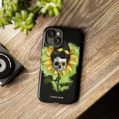 Sunflower Skull iPhone 15 Case - Tough
