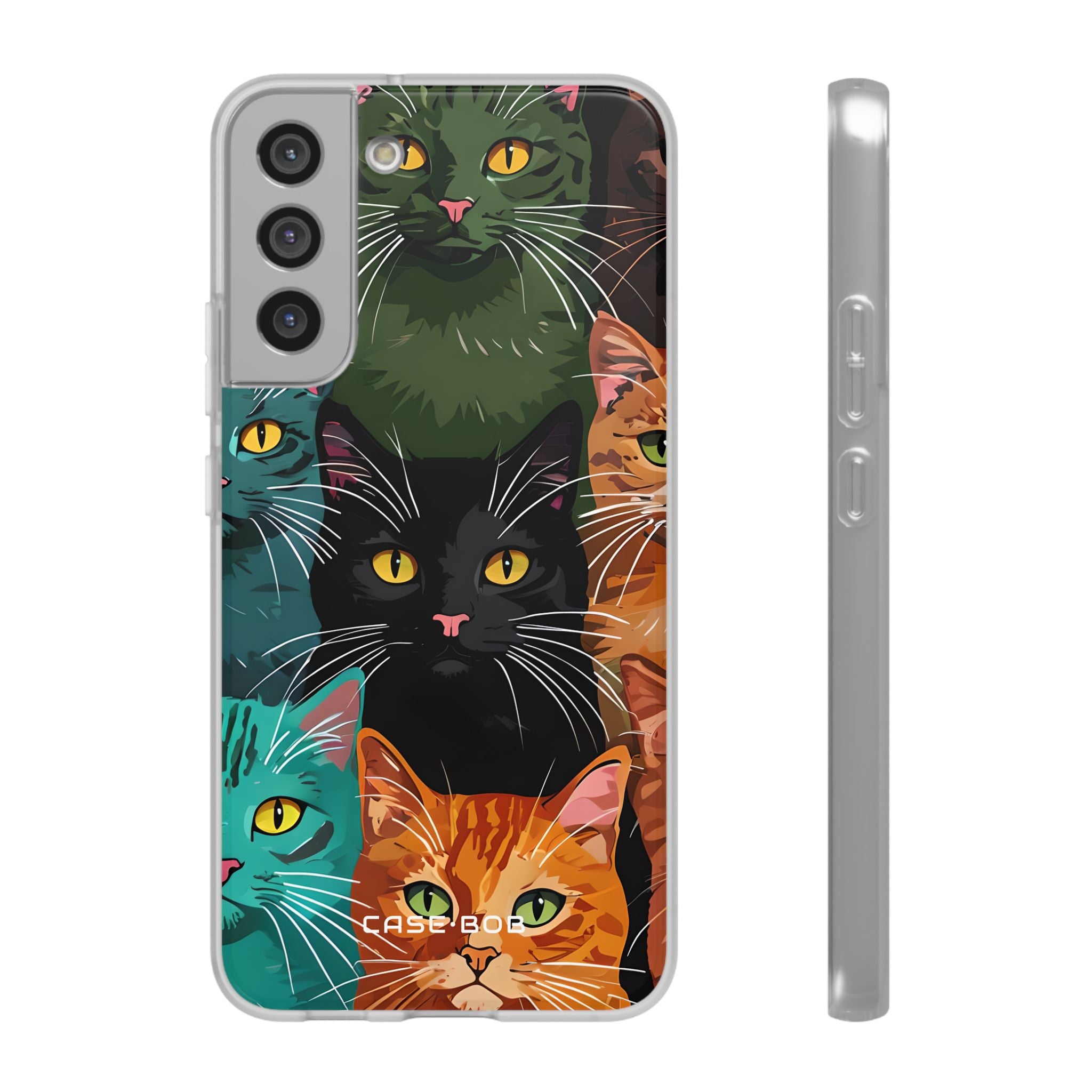 Teal Cat Grid Samsung S22 Plus Case - Soft