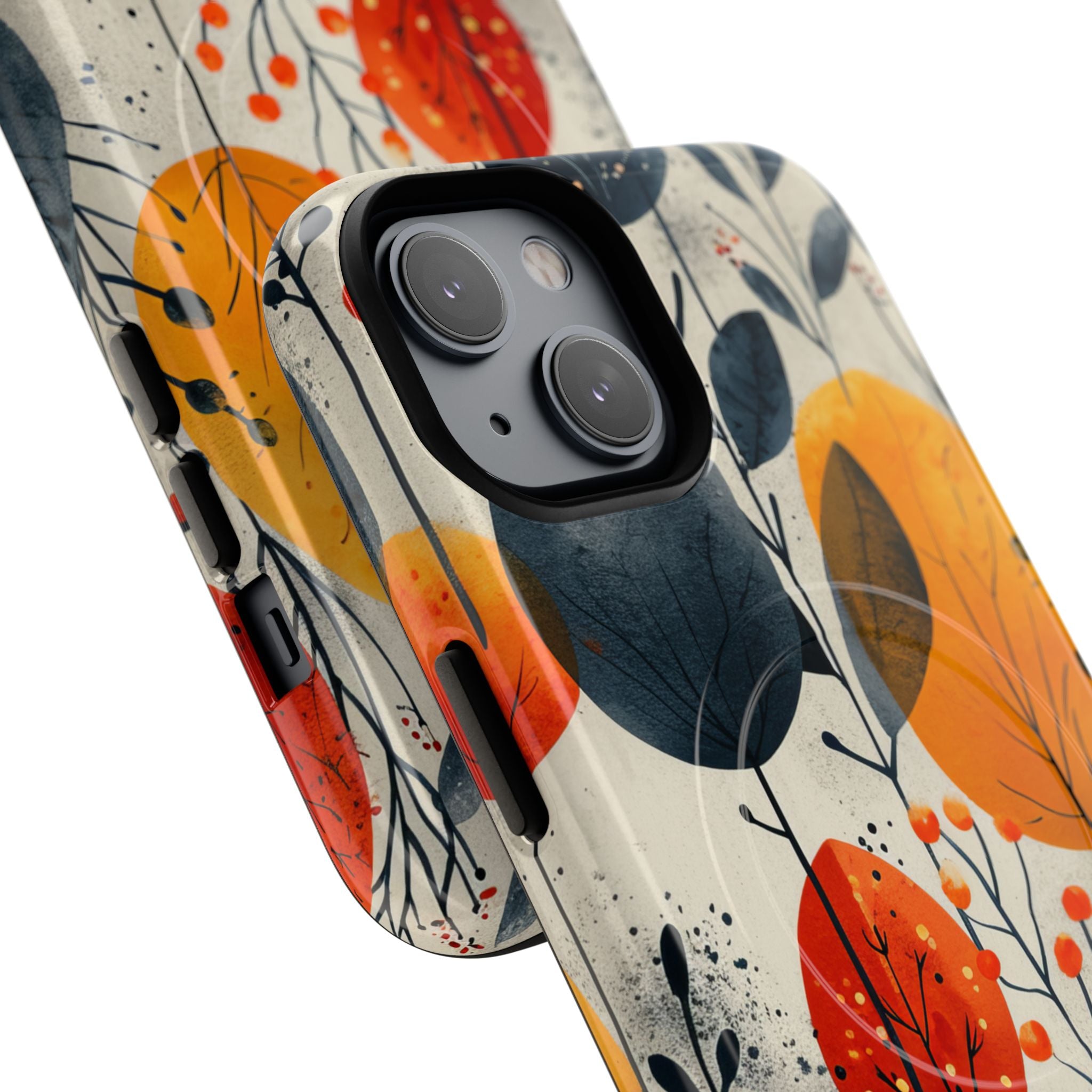 Modern Autumn Leaf Pattern - Tough + MagSafe® iPhone 14 Phone Case