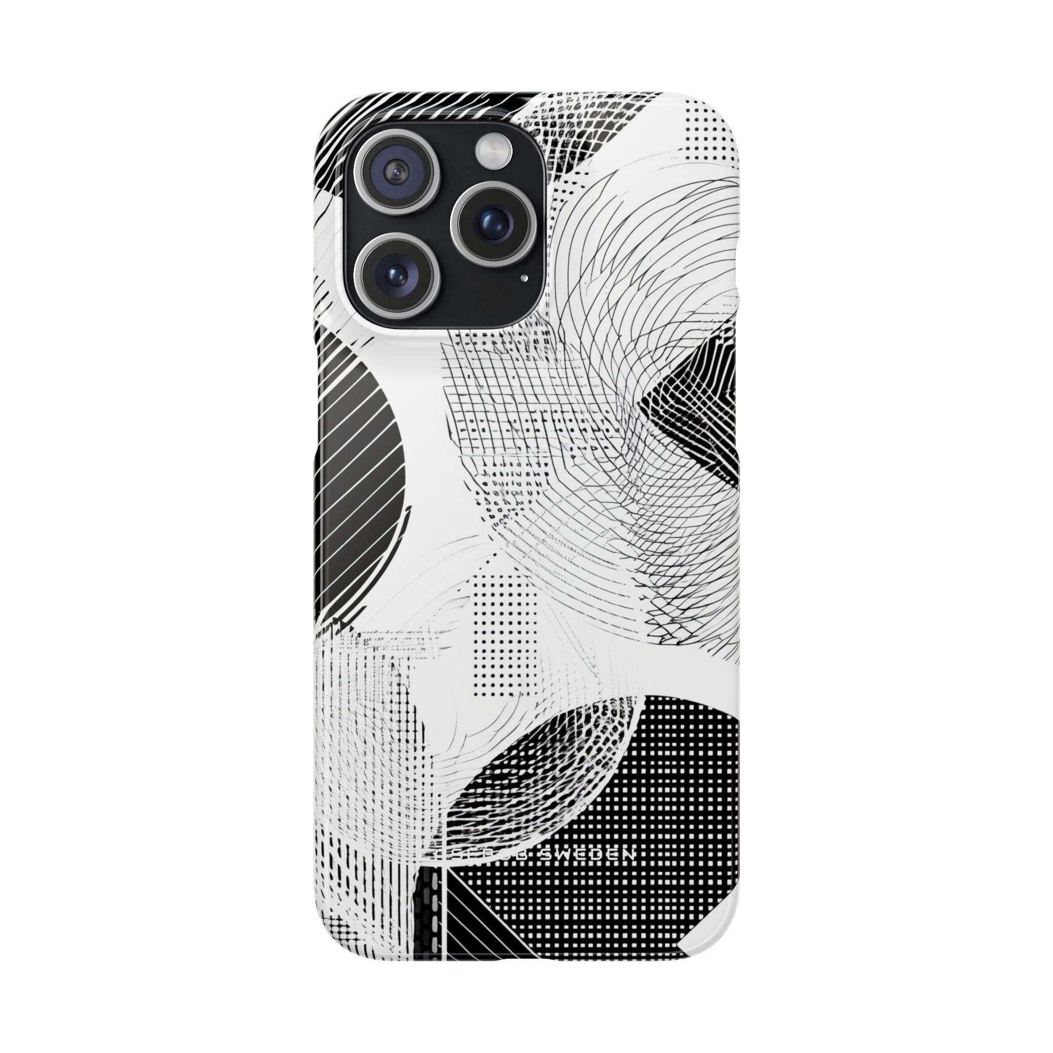 Geometric Monochrome Flow iPhone 15 - Slim Phone Case