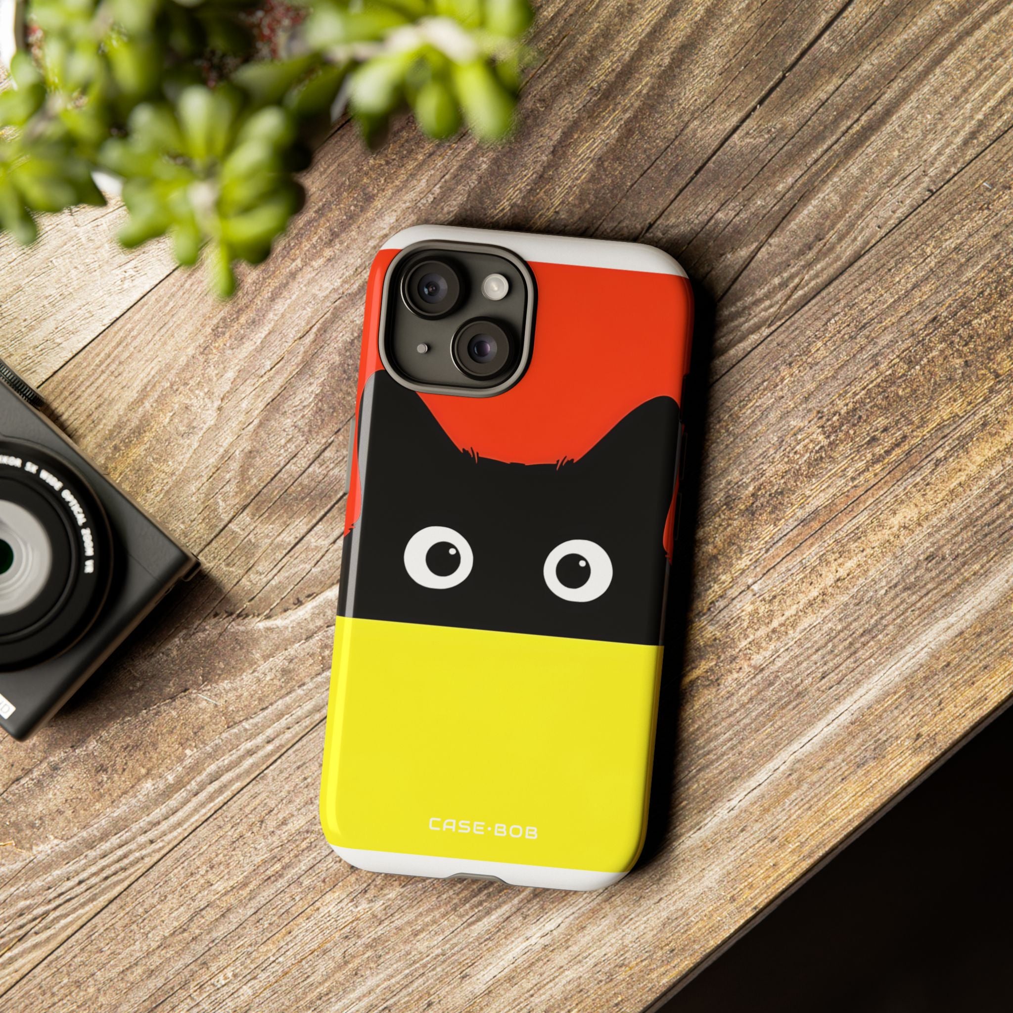 Peekaboo Cat Crimson iPhone 15 Case - Tough