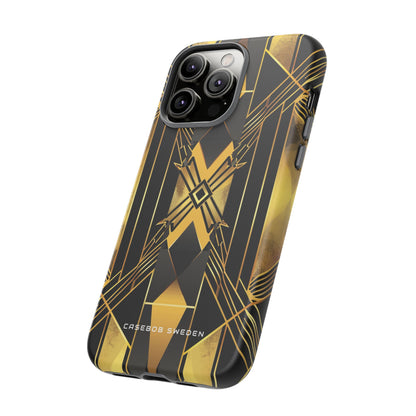 Golden Geometric Elegance iPhone 14 - Tough Phone Case