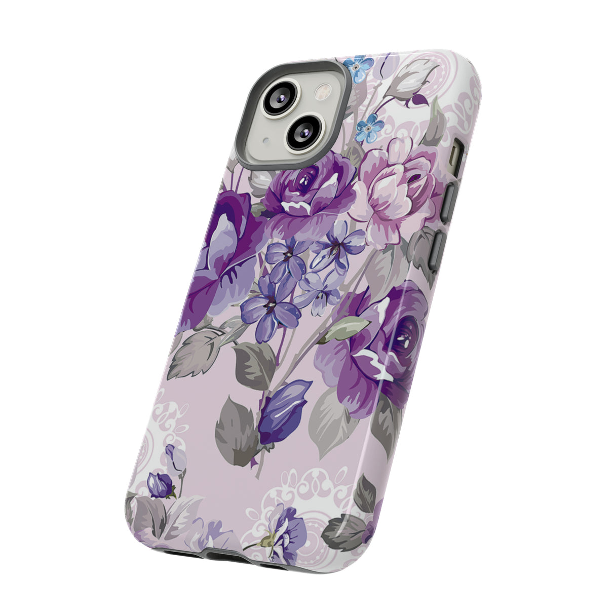 Beautiful vintage purple flower iPhone case (Protective) - Protective Phone Case