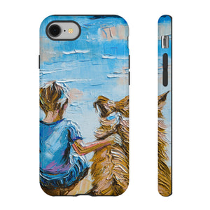 Boy with Dog - Protective Phone Case