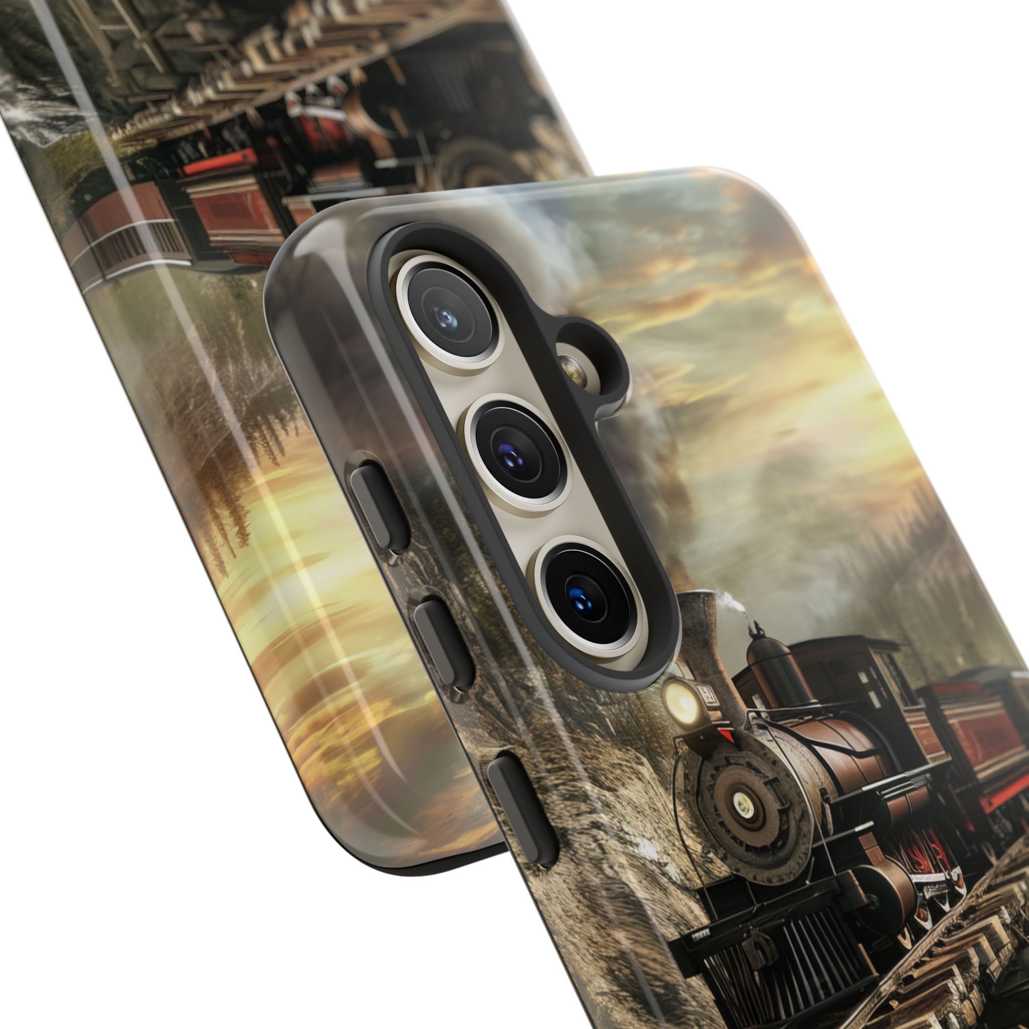 Vintage Steam Train Crossing Mountain Bridge Samsung S24 - Tough Phone Case