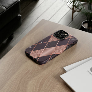 Pink Black Geometric - Protective Phone Case