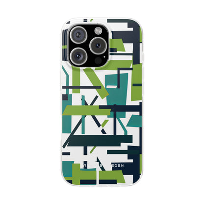 Green Geometry Glide iPhone 16 - Flexi Phone Case