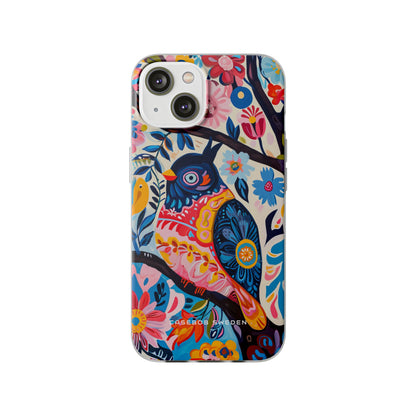 Whimsical Vintage Owl with Floral Charm iPhone 14 - Flexi Phone Case