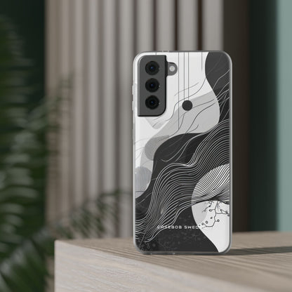 Fluid Rhythms: Monochrome Line Flow Samsung S21 - Flexi Phone Case