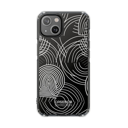 Monochrome Spiral Curves iPhone 14 - Impact Clear+