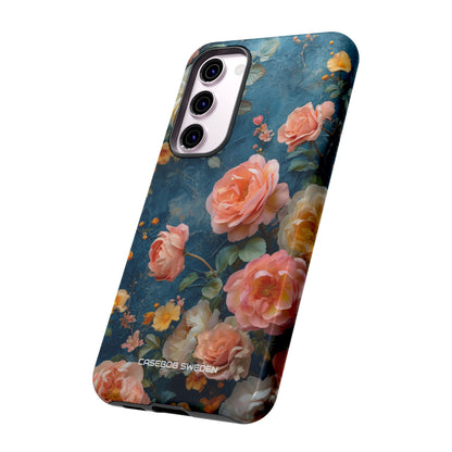 Blue Floral Elegance - Tough Samsung S23 Phone Case