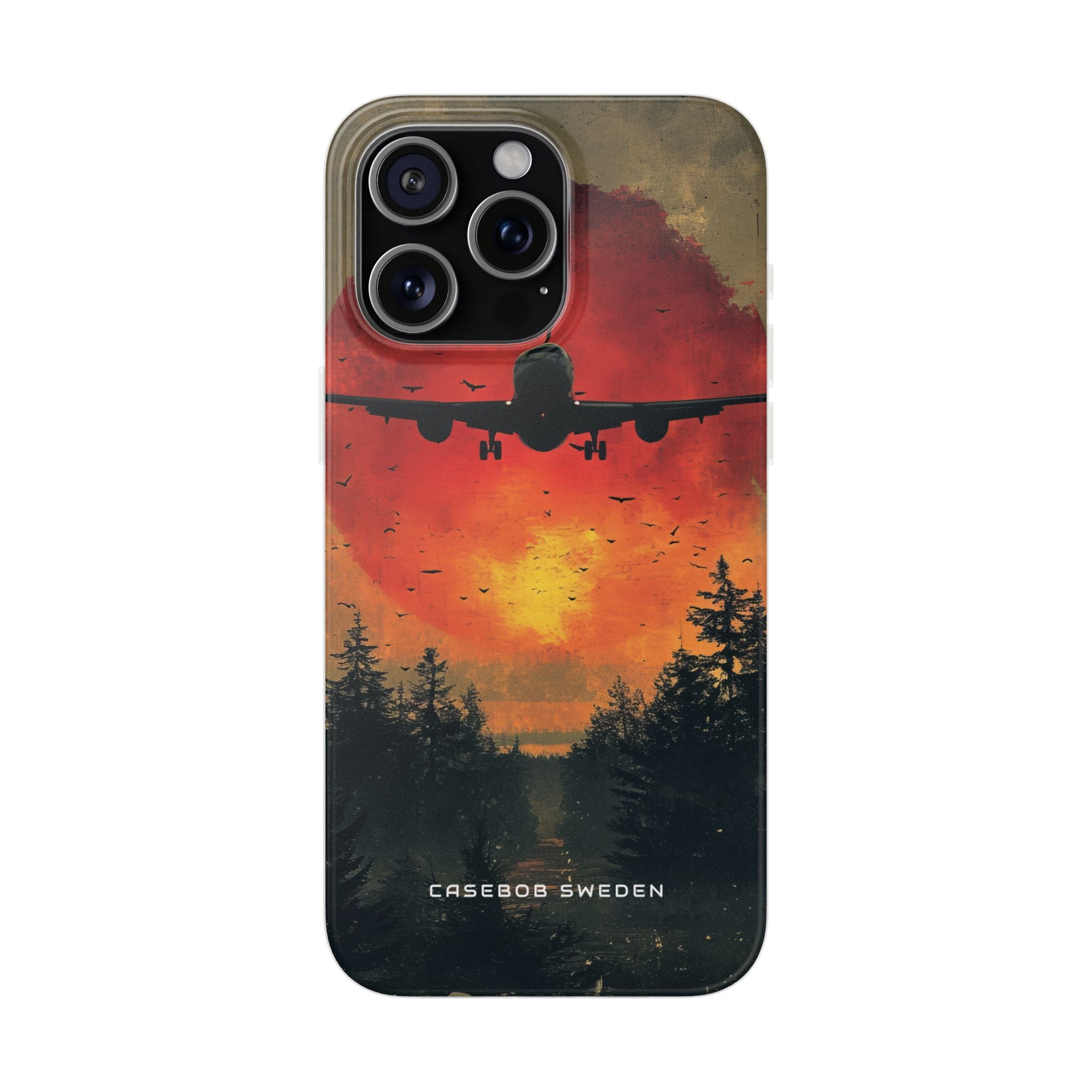 Vintage Sunset Airplane Silhouette iPhone 15 - Flexi Phone Case