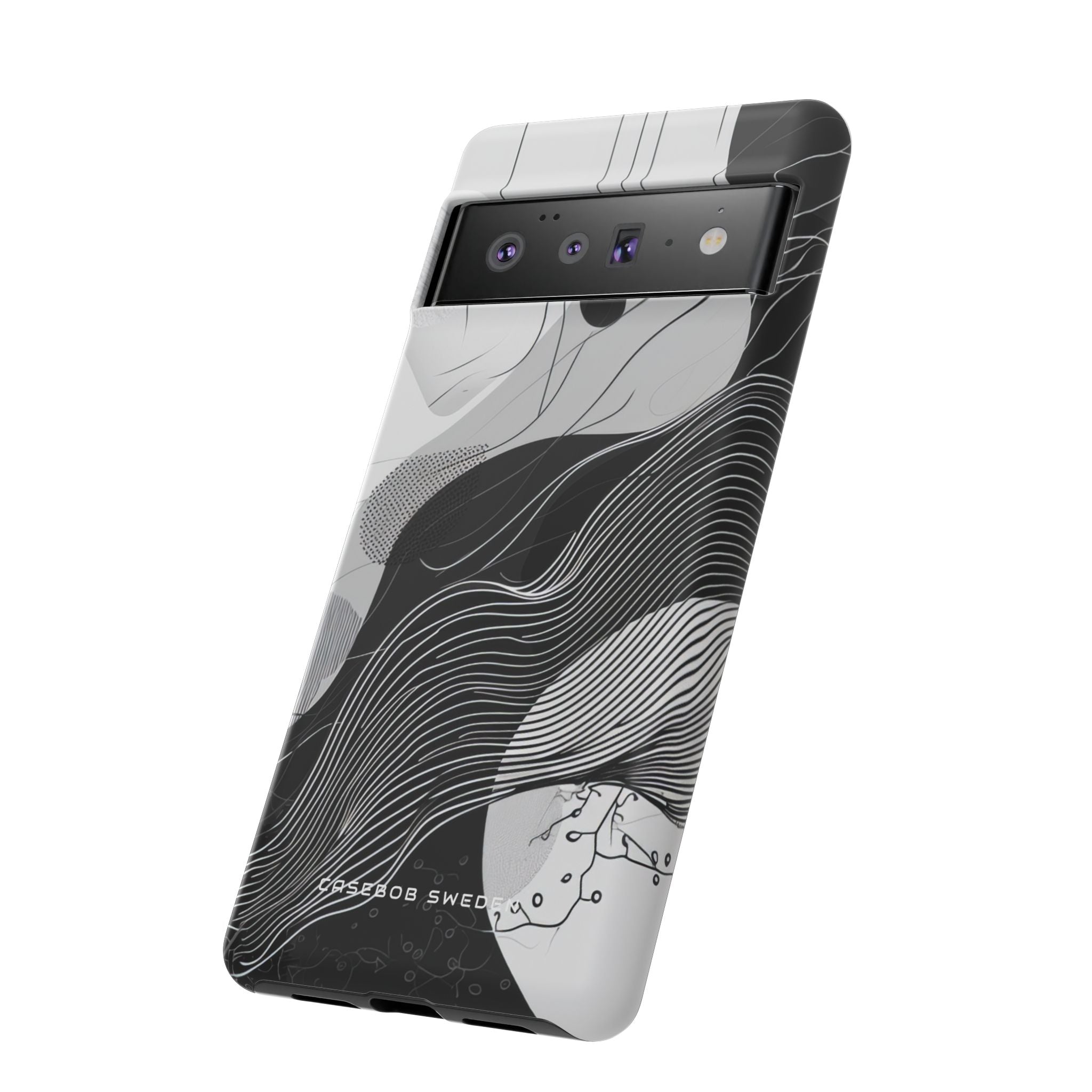 Fluid Rhythms: Monochrome Line Flow Google Pixel 6 - Tough Phone Case