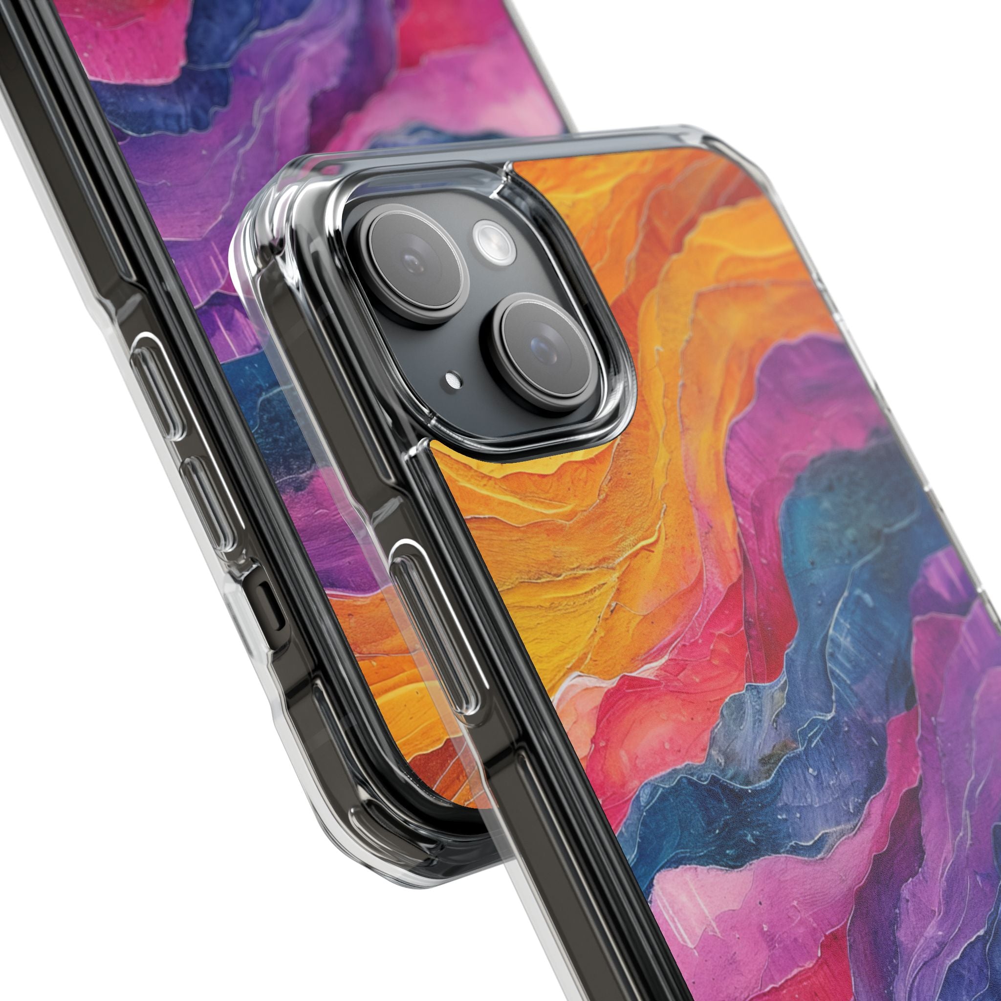 Vibrant Abstract Waves - Clear Impact iPhone 15 Phone Case