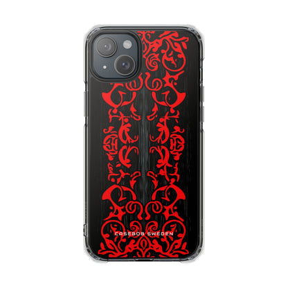 Gothic Crimson Symmetry iPhone 15 - Clear Impact Phone Case