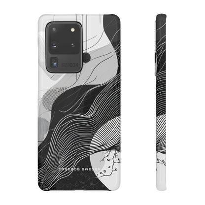 Fluid Rhythms: Monochrome Line Flow Samsung S20 - Slim Phone Case