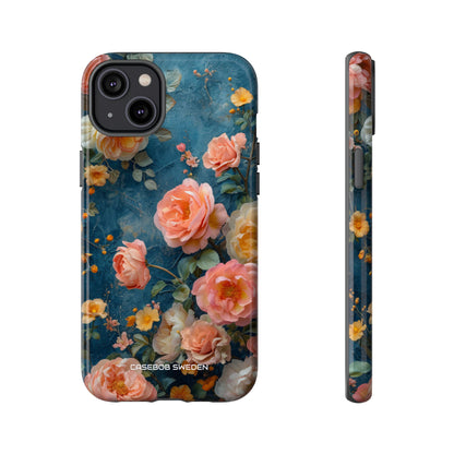 Blue Floral Elegance - Tough iPhone 14 Phone Case