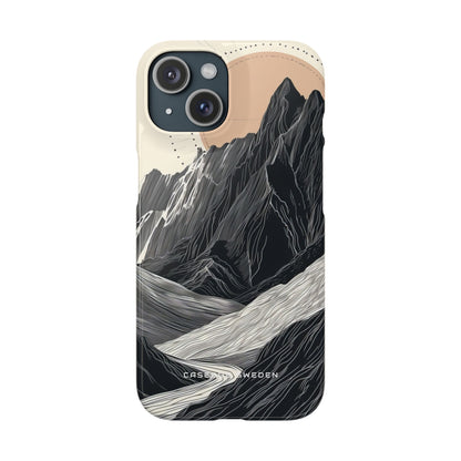 Minimalist Mountain Landscape with Flowing River iPhone 15 - Slim Phone Case