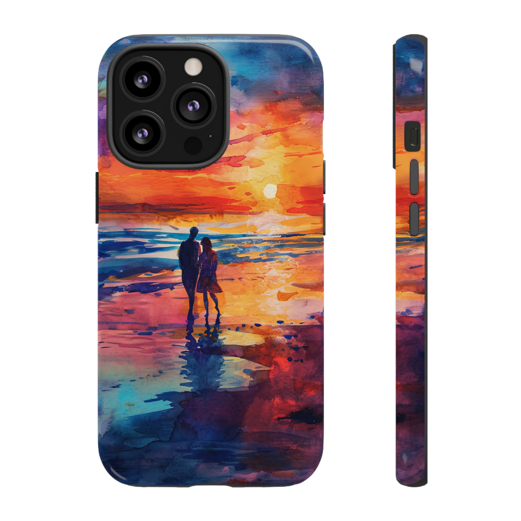 Beach Sunset Love Silhouettes - Protective Phone Case