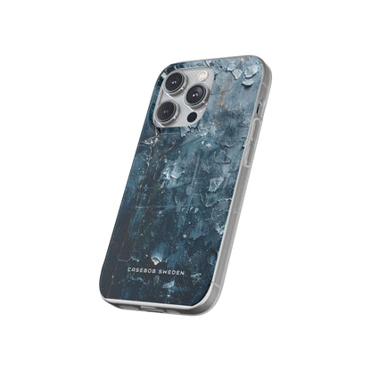 Weathered Blue Tapestry with Cracked Layers iPhone 14 - Flexi Phone Case