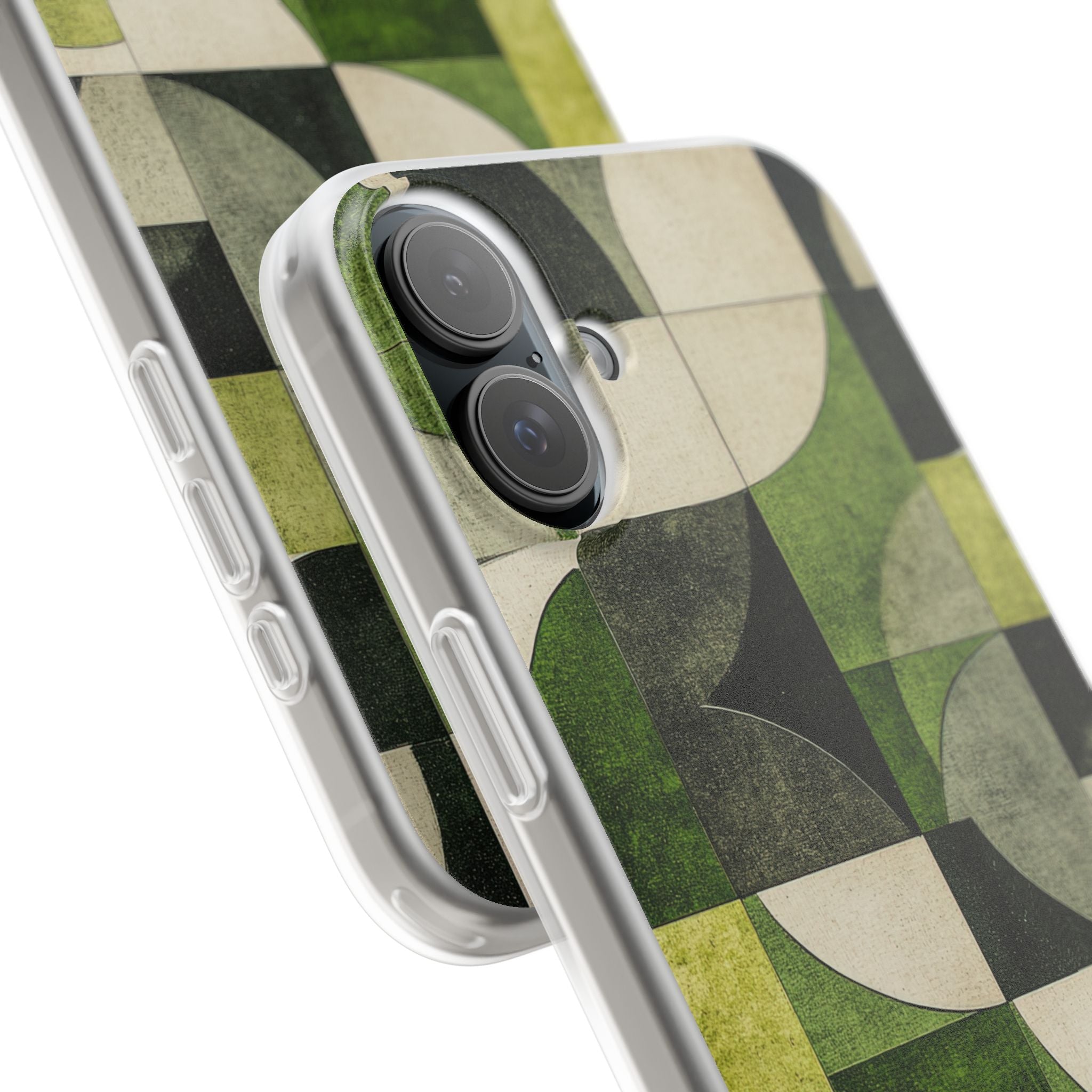 Green Geometric Harmony - Flexi iPhone 16 Phone Case