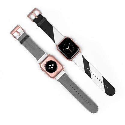 Diagonal Stripes BlackWhite - Watch Band