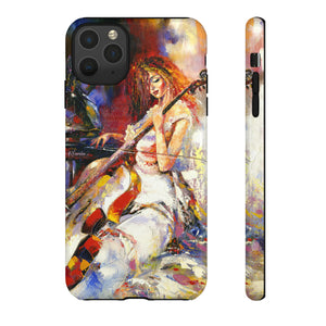 Oil panting - Girl playing Violoncello - Protective Phone Case