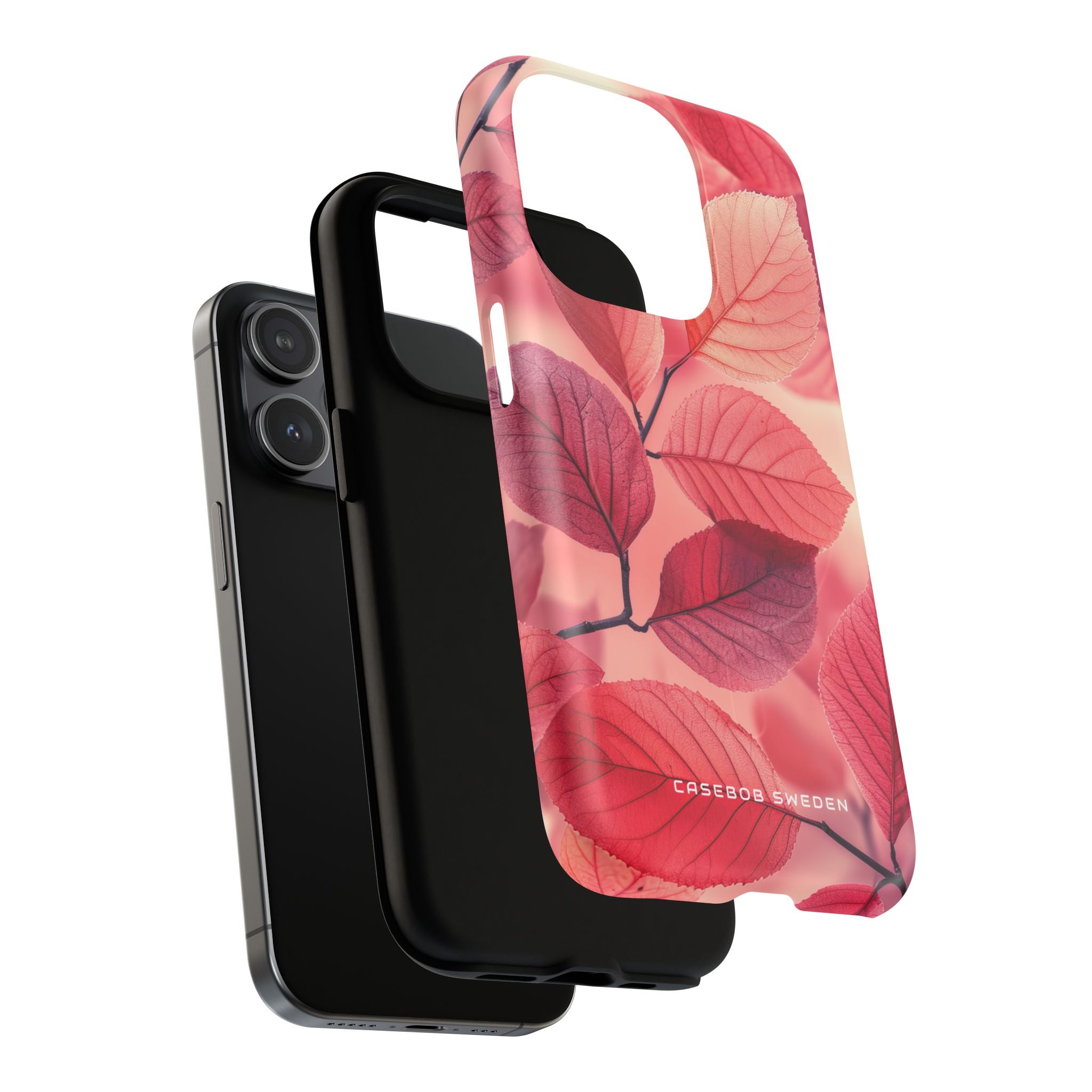 Elegant Pink Leaves iPhone 15 | Tough+ Phone Case