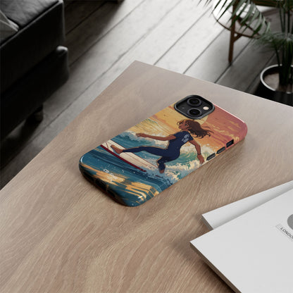 Surfing Into Sunset - iPhone Case