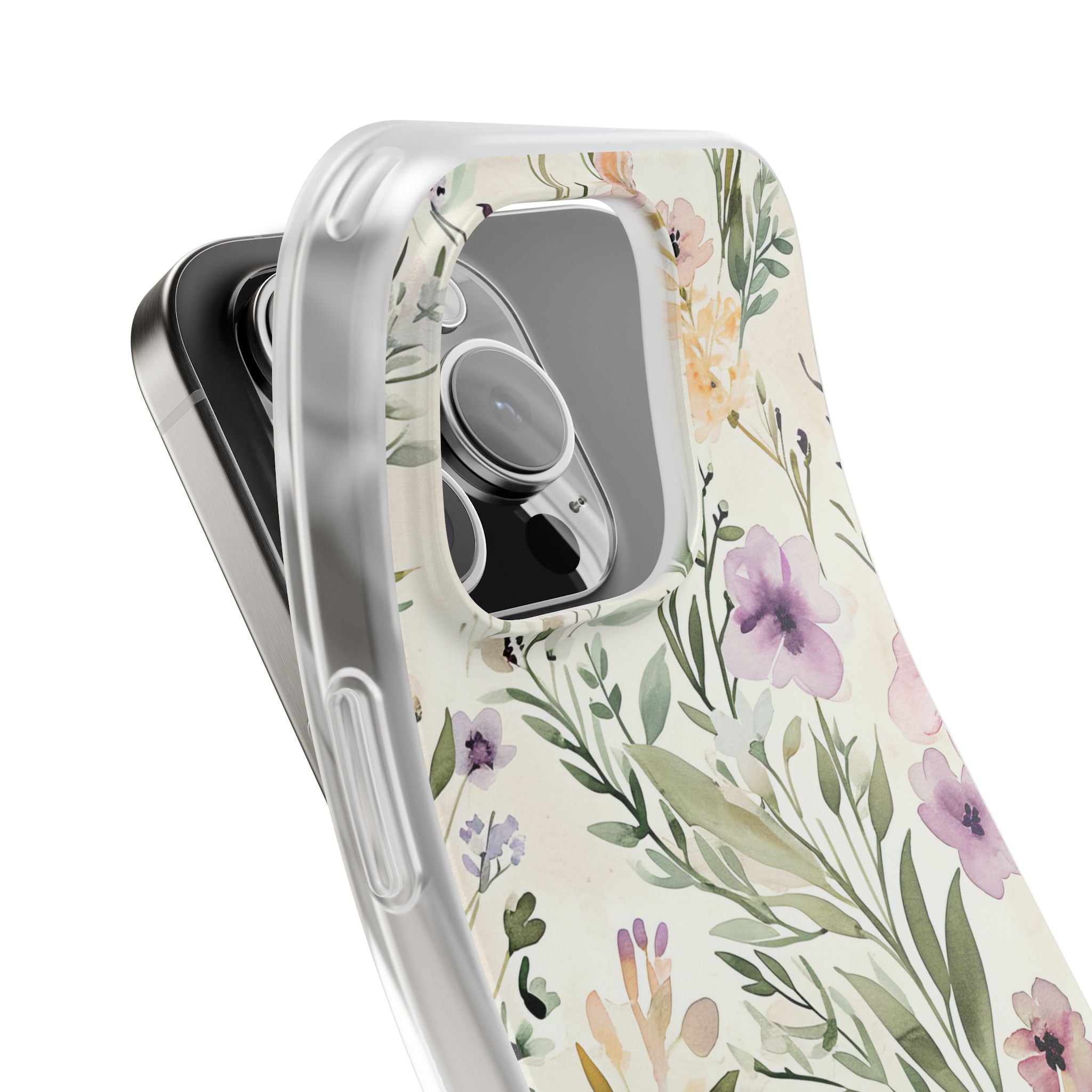 Soft Green Lavender Floral Pattern - Flexi iPhone 16 Phone Case