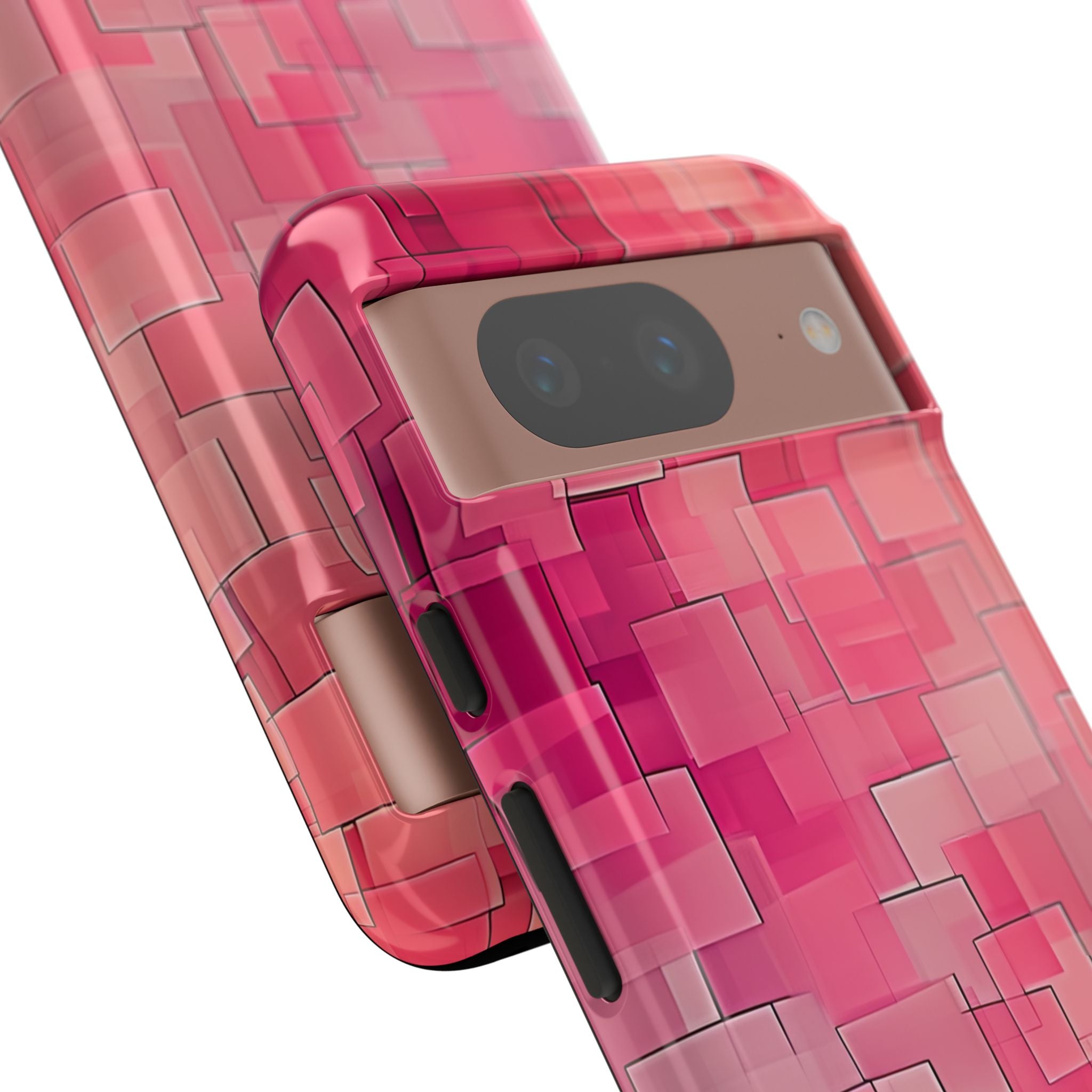 Gelaagde roze geometrie Google Pixel 8 - Tough
