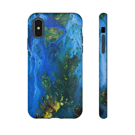 Blue Globe Ink Art iPhone Case (Protective) iPhone X Matte Phone Case