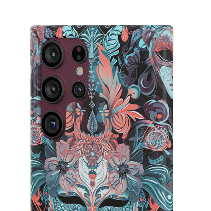 Mystic Teal Coral Mask - Slim Samsung S22 Phone Case