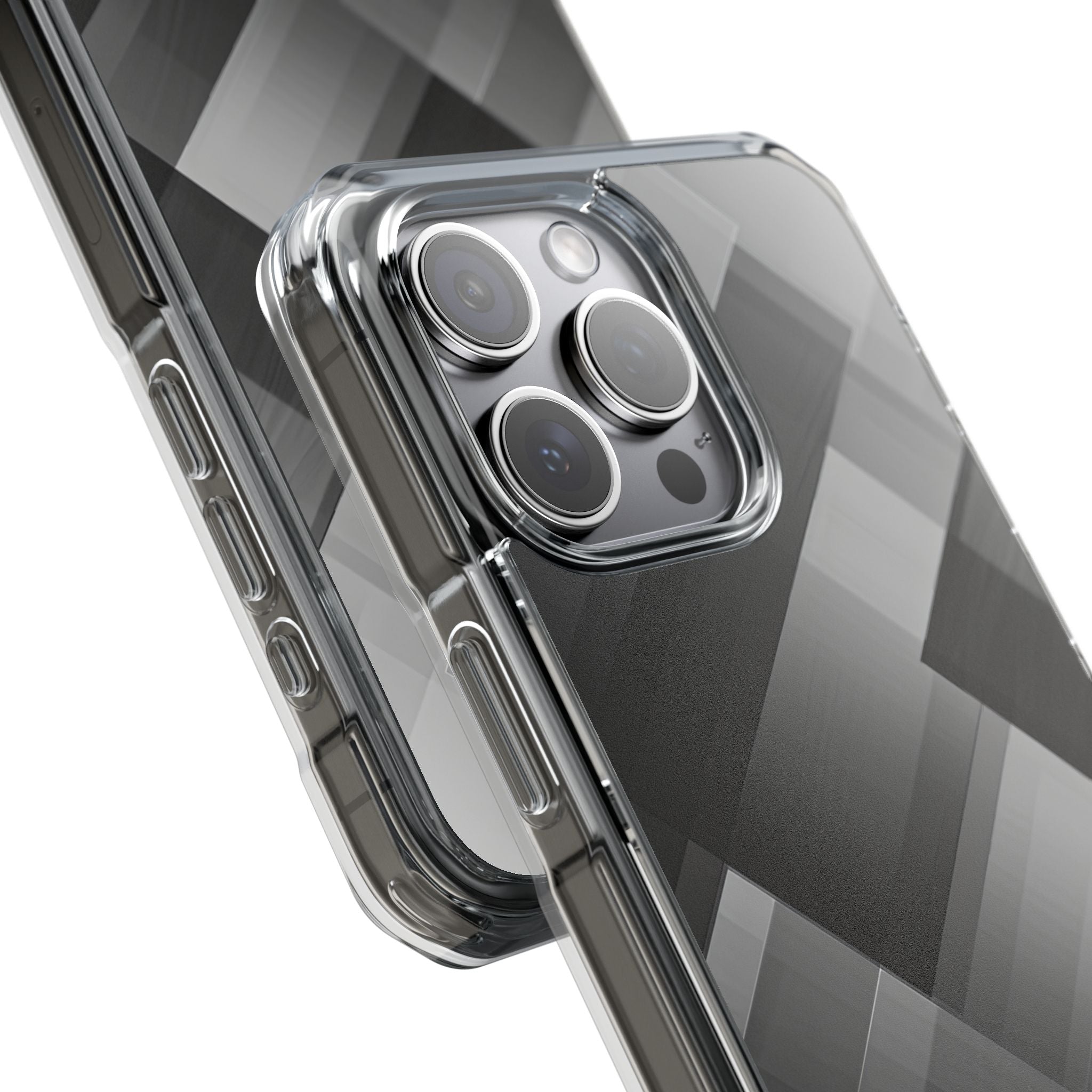 Grayscale Geometric Layers iPhone 15 - Impact Clear+