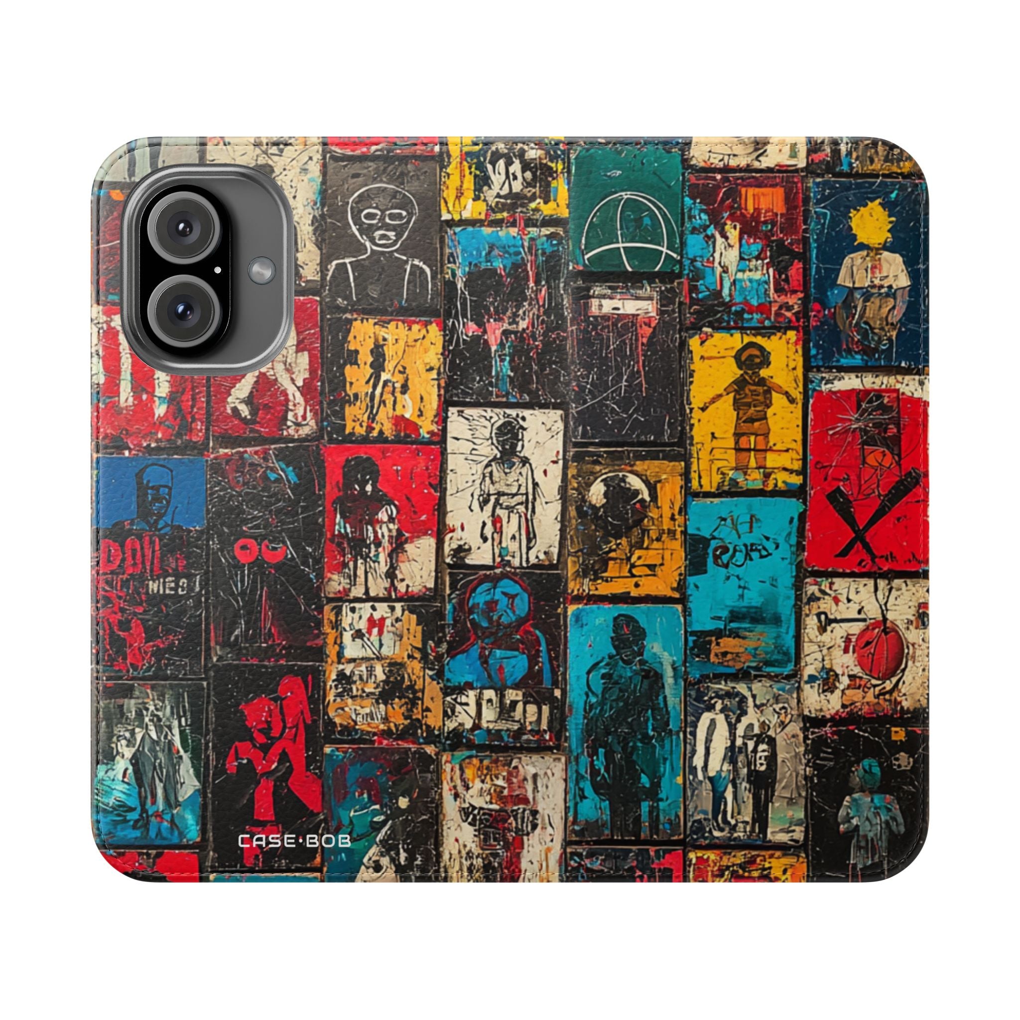 Portrait Grid Crimson - iPhone 16  Case - Wallet