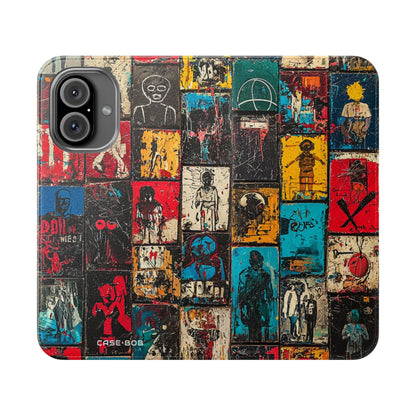 Portrait Grid Crimson - iPhone 16  Case - Wallet