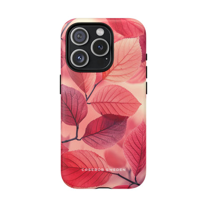 Elegant Pink Leaves iPhone 15 | Tough+ Phone Case