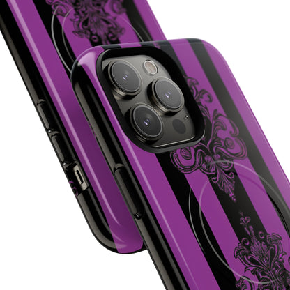 Gothic Elegance with Vertical Stripes and Ornamental Motifs iPhone 14 | Tough+ Phone Case