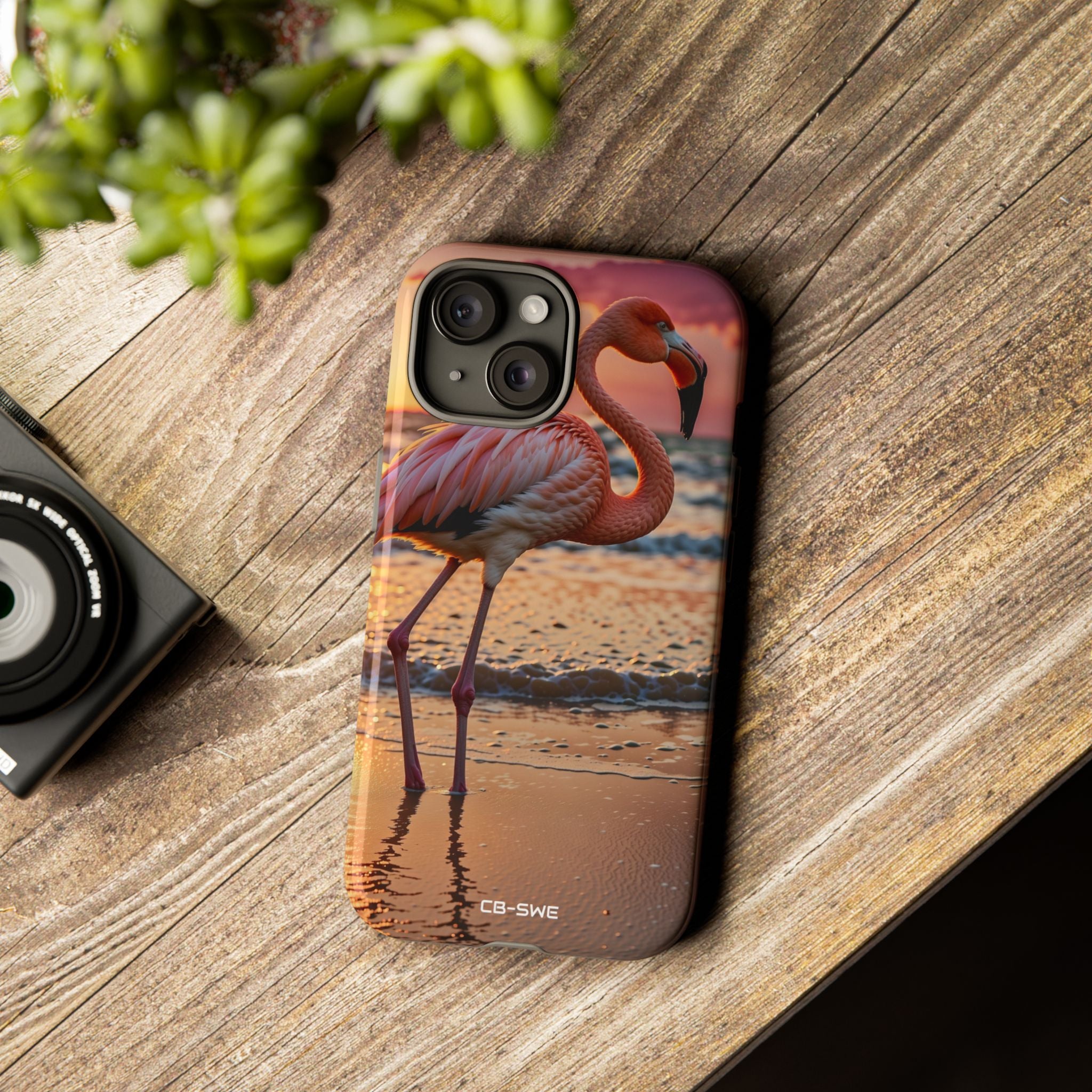 Sunset Flamingo Stand - iPhone Case
