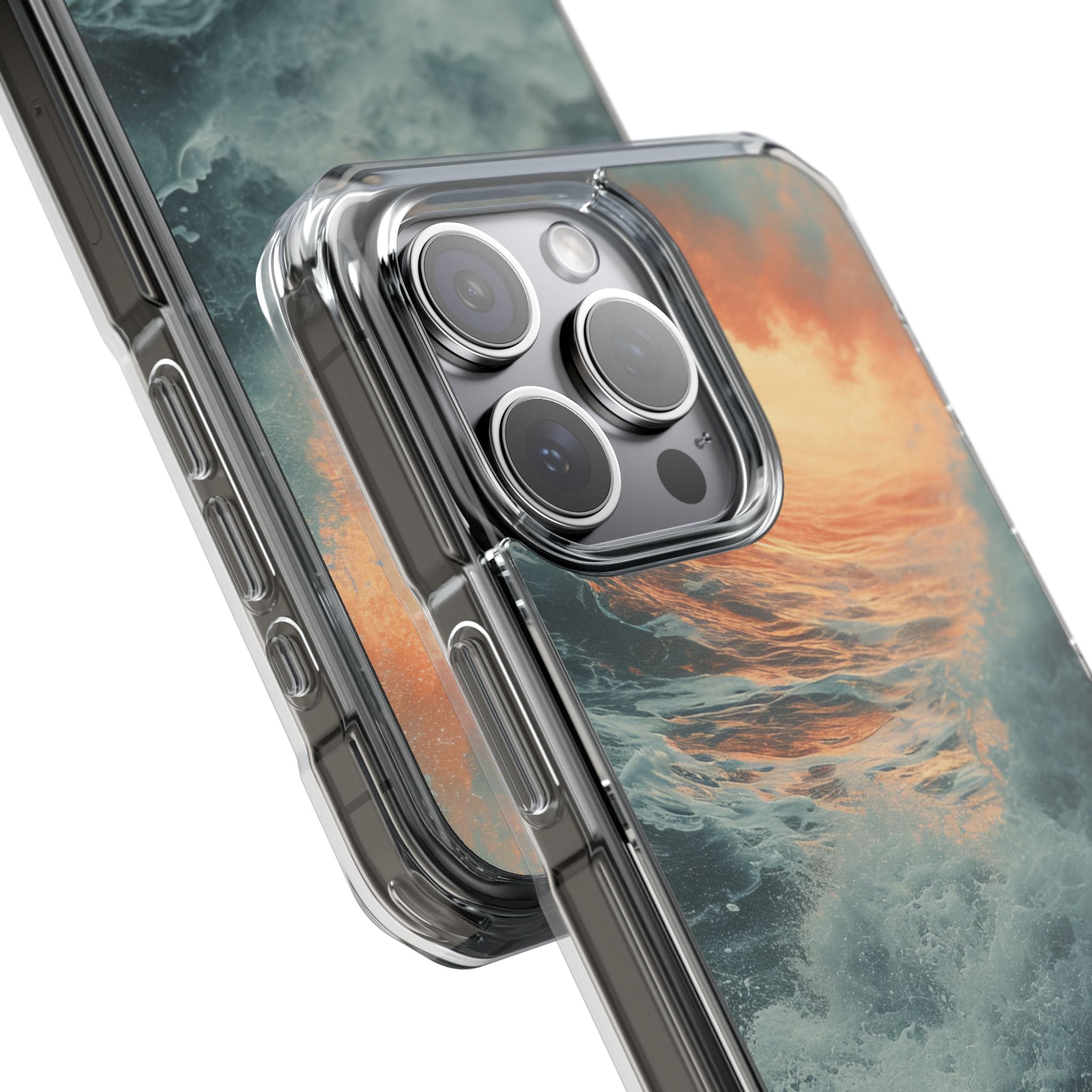 Fiery Wave Power - Clear Impact iPhone 15 Phone Case