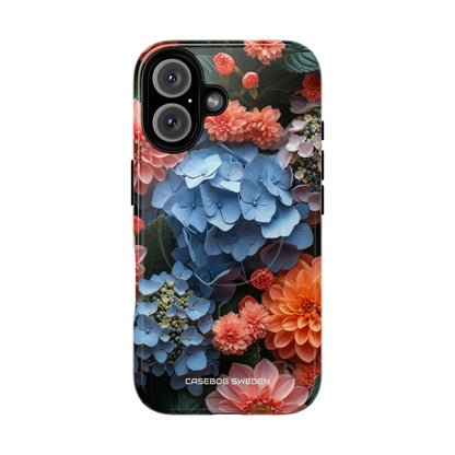 Blue Floral Bliss - Tough + MagSafe® iPhone 16 Phone Case