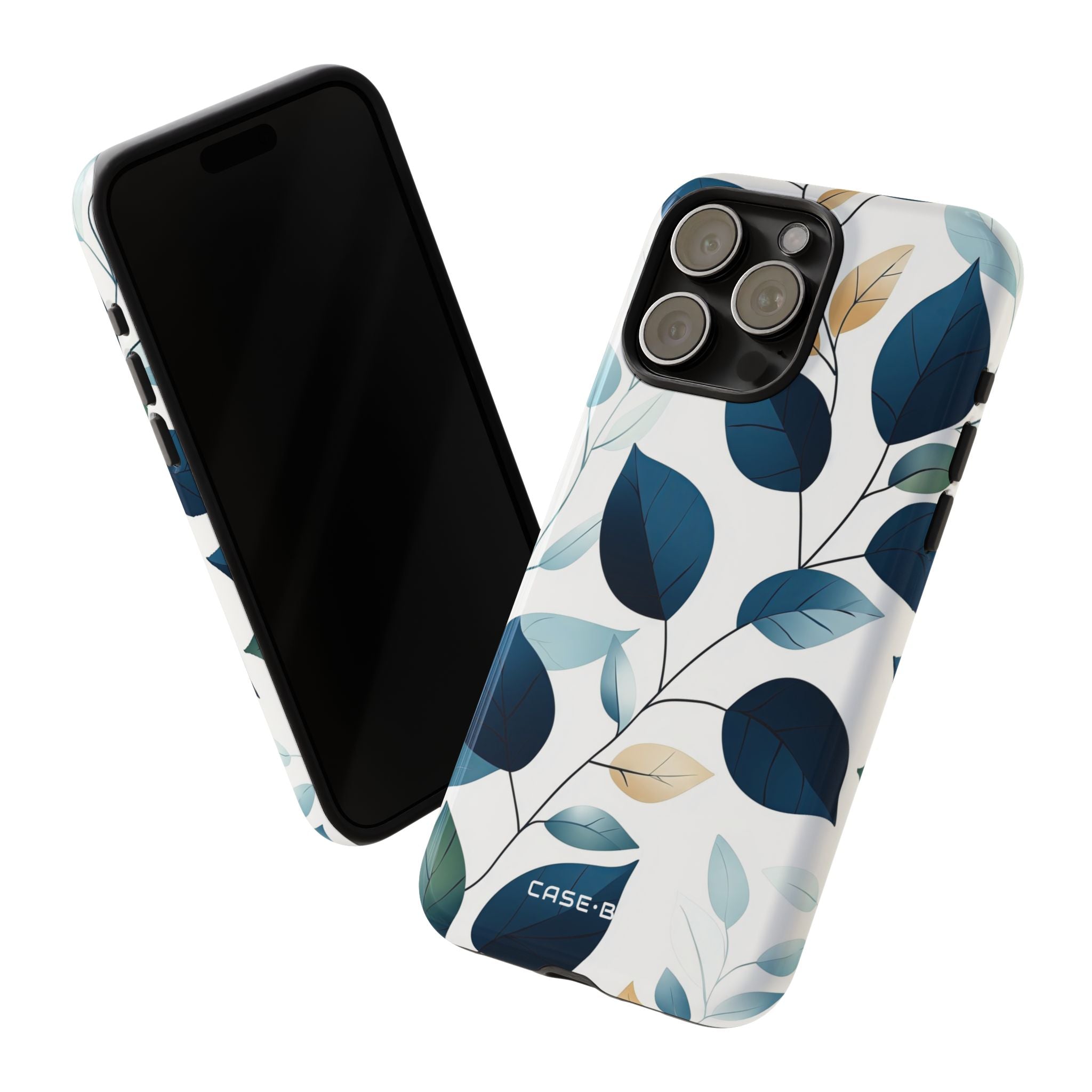 Navy Leaf Veins iPhone 15 Pro Max Case - Tough