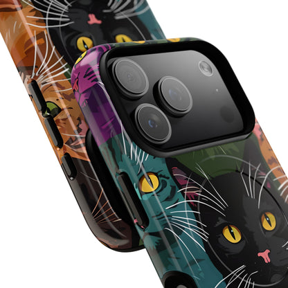 Teal Cat Grid iPhone 17 Pro Case - Tough+