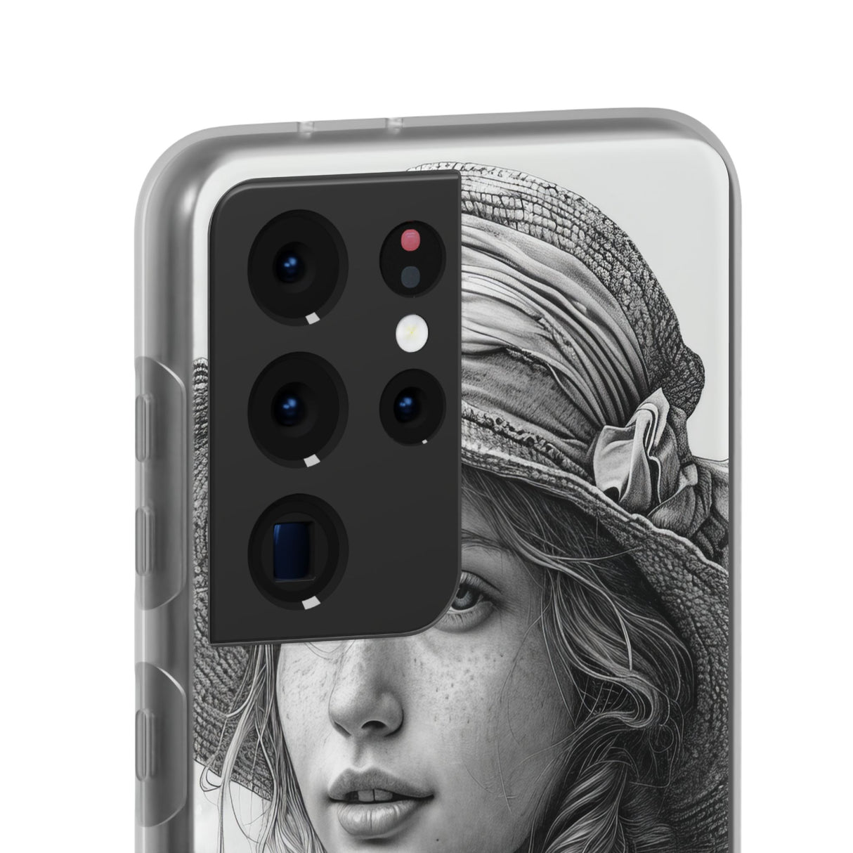 Serene Sketch Portrait | Flexible Phone Case for Samsung Galaxy