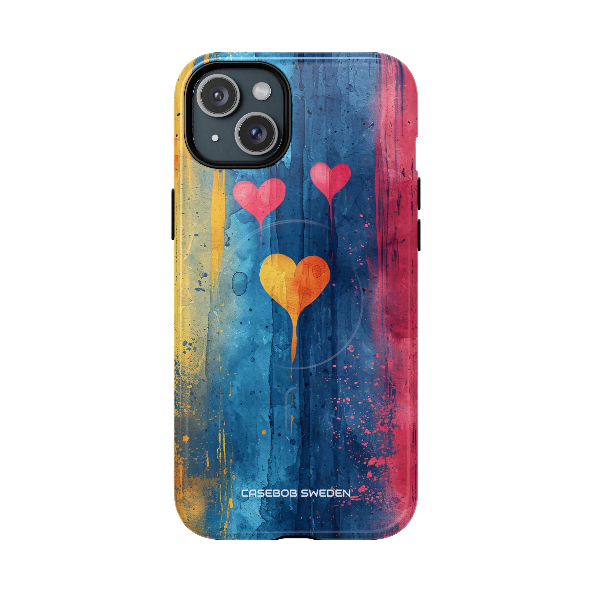 Hearts Watercolor Art - Tough + MagSafe® iPhone 15 Phone Case