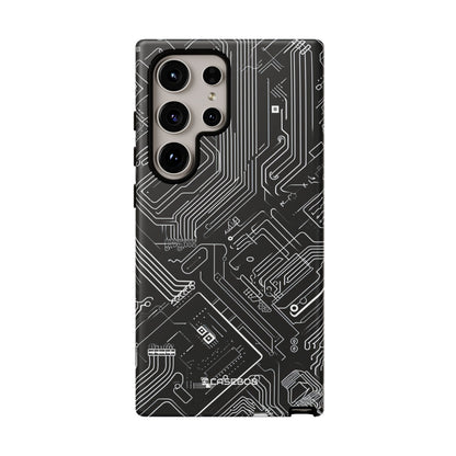 Circuitry Dreams: Abstract Black Design - For Samsung S24