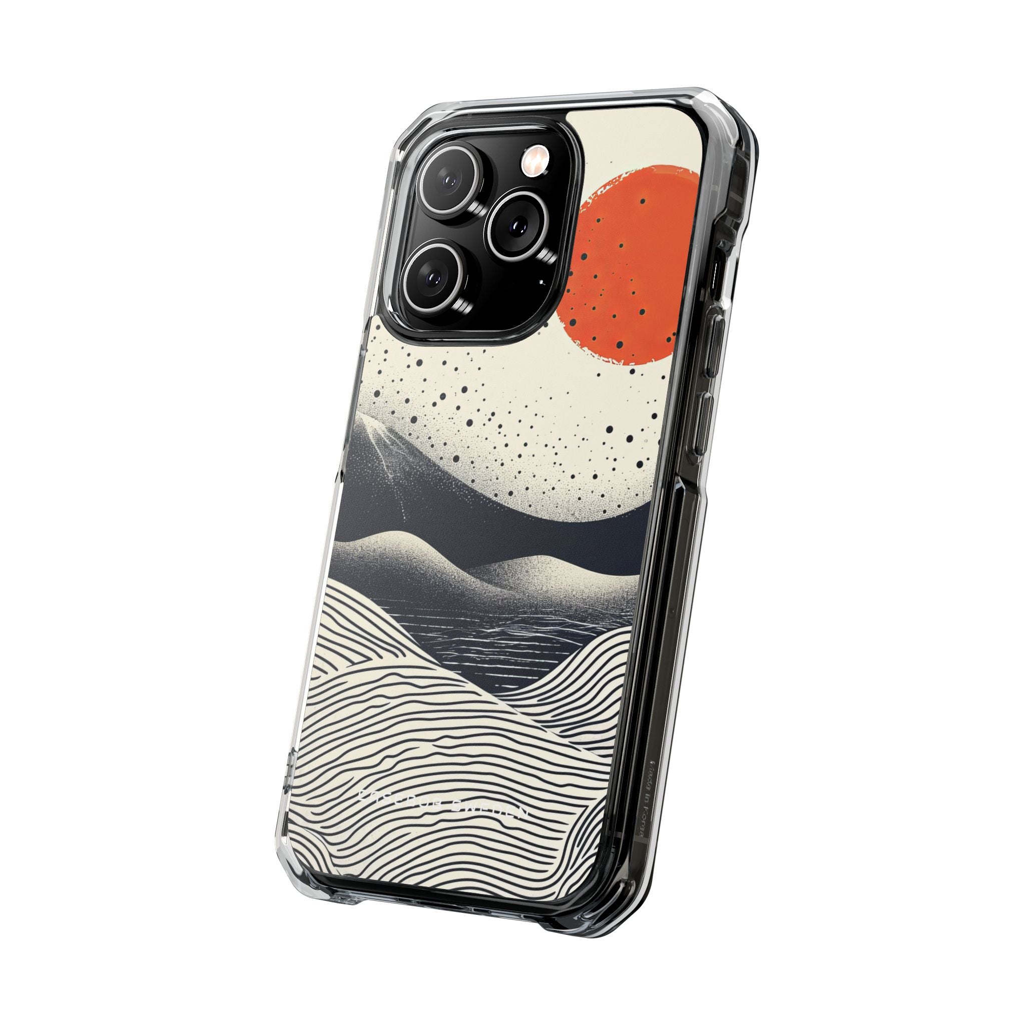 Red Sun Over Flowing Horizons iPhone 14 - Clear Impact Phone Case