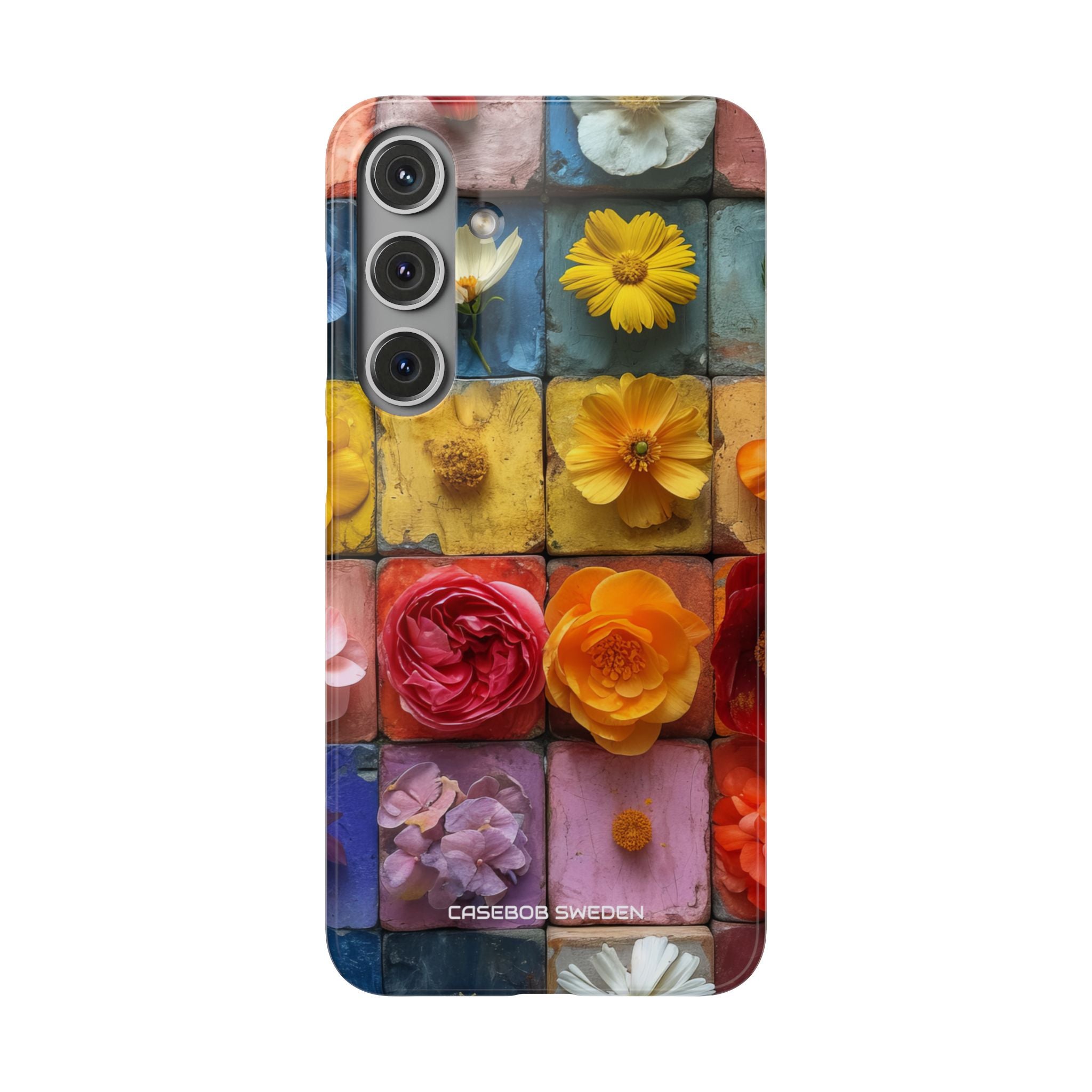 Vibrant Floral Tiles - Slim Samsung S24 Phone Case