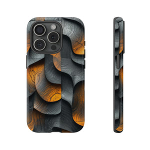 Grey Fire Orange Geometry - Protective Phone Case