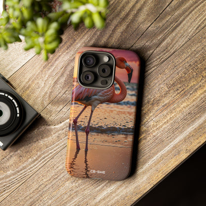Sunset Flamingo Stand - iPhone Case